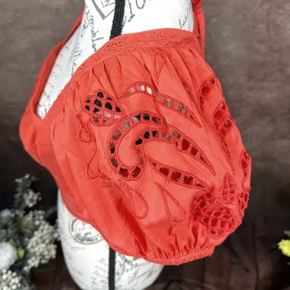 Band of the Free Tie Back Short Sleeve Entrada Top Orange S - Picture 10 of 15